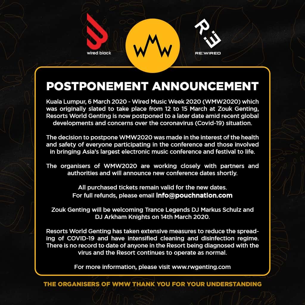 Wired Music Week 2020 gets postponed due to Corona Virus concerns
