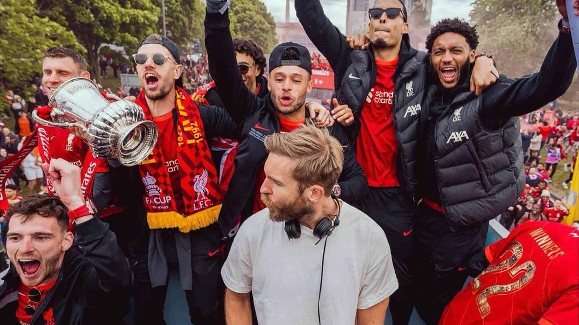 Calvin Harris DJs on Liverpool FC team bus 02