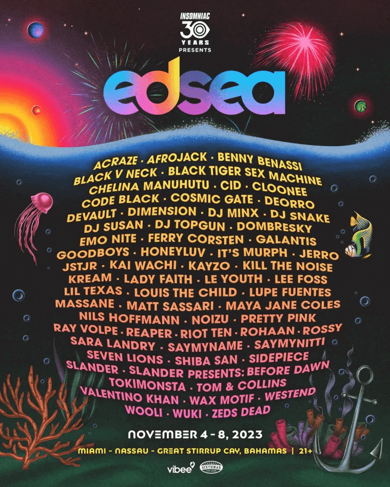 Electric Daisy Carnival's EDSea Lineup has been Announced for 2023.