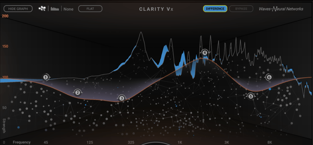 EQ shaping on the Clarity Vx DeReverb Pro