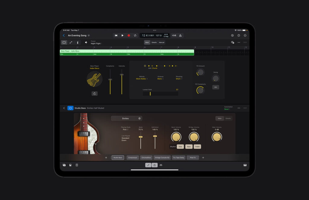 Studio Bass in Logic Pro for iPad